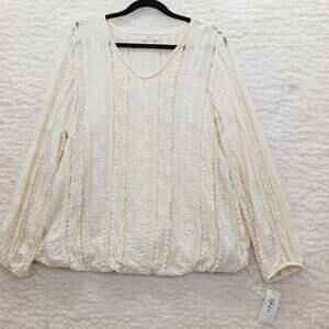 Blouse Cami Set Size XL Beige Romantic Cottagecore Whimsycore Lace Glam Luxe NWT